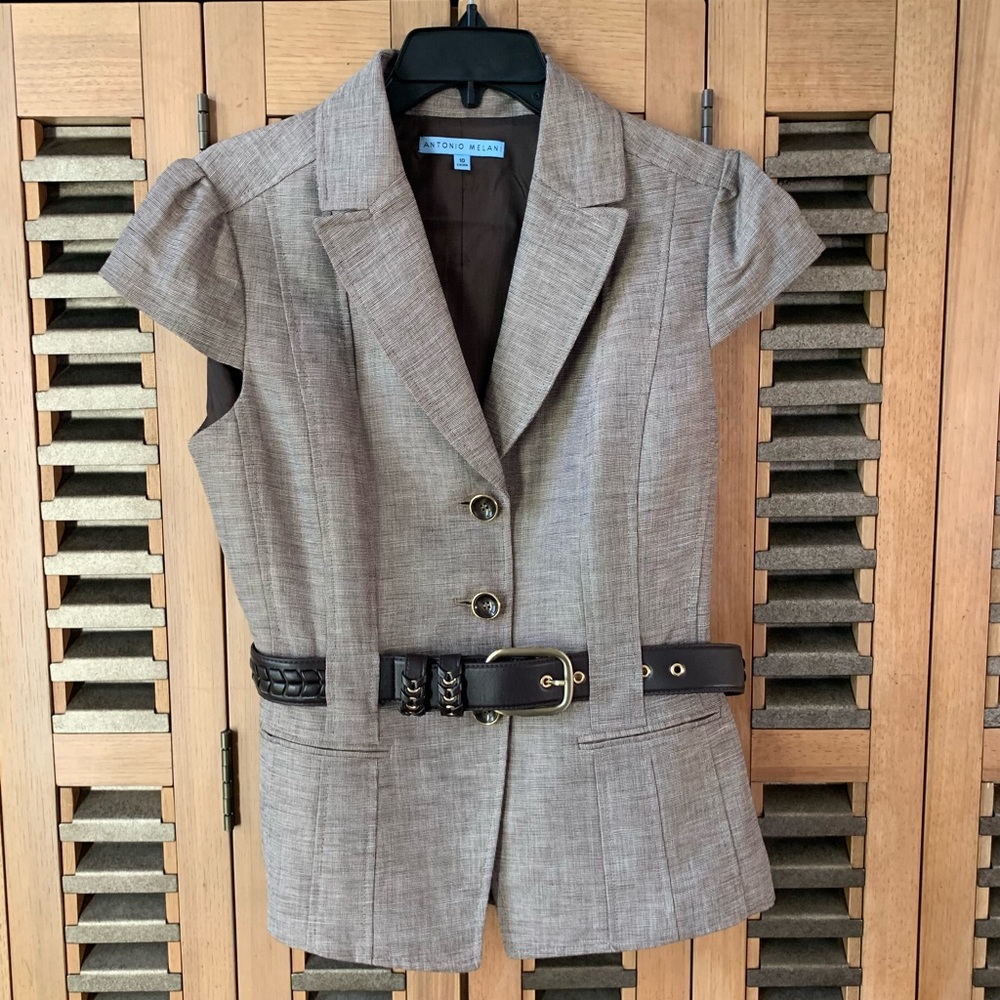 Antonio Melani belted cap sleeve ladies jacket